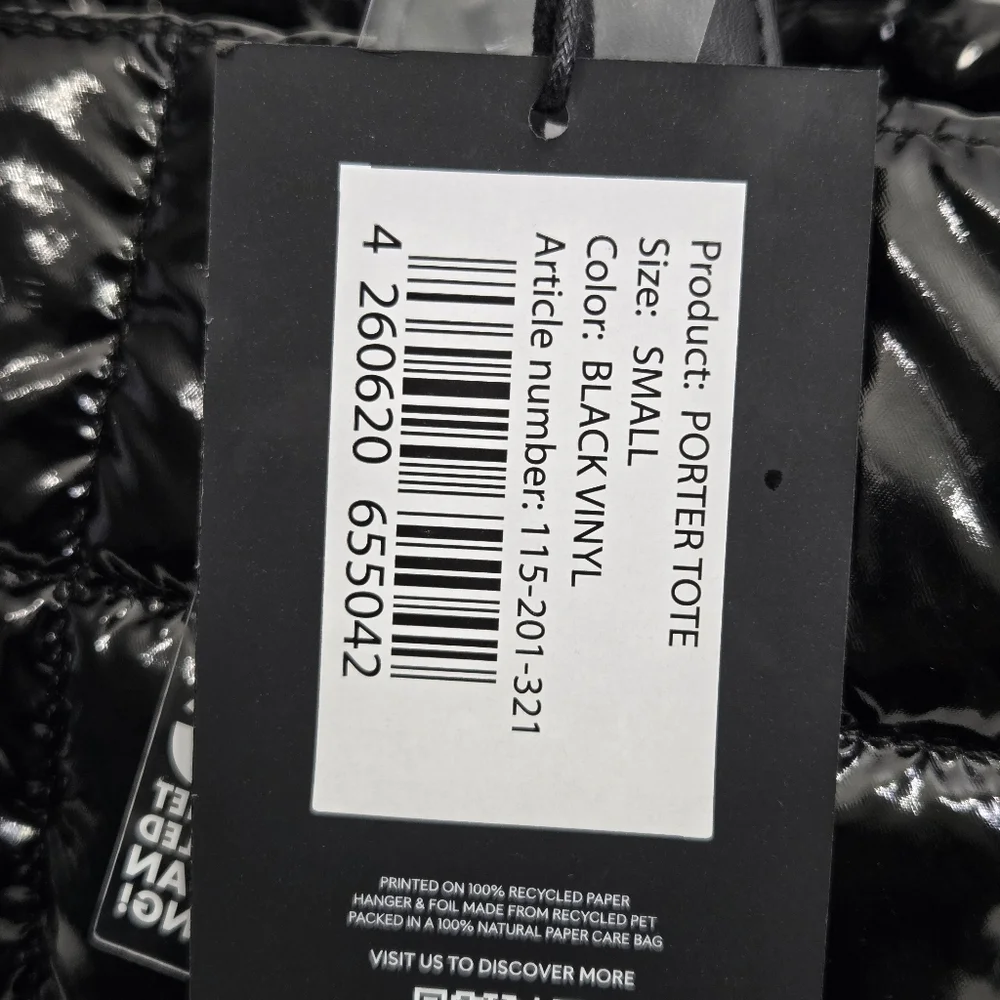 NWT VEE COLLECTIVE PORTER SMALL TOTE BAG - BLACK VINYL - Picture 7 of 11